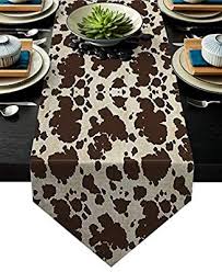 Amazon Com Betterday Cotton Linen Table Runner Cowhide Cow Print 13x70 Inch Burlap Table Runners For Party Wedding Dining Farmhouse Outdoor Picnics Table Top D In 2020