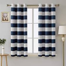 Black And White Striped Drapes Amazon Com Deconovo Striped Blackout Grommet Curtains Black And Greyish White Striped Curtains For Navy Blue Blackout Curtains Grommet Curtains Black Curtains