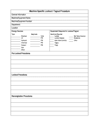 Lock out/tag out procedures are to be completed before any service or . Machine Specific Lockout Procedure Template Fill Out And Sign Printable Pdf Template Signnow