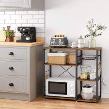 Check spelling or type a new query. Vasagle Baker S Rack Kitchen Shelf With Steel Frame Wire Basket And 6 Hooks Multifunctional Storage For Mini Oven Spices And Utensils Industrial Rustic Brown And Black Kks90x Amazon Co Uk Home Kitchen