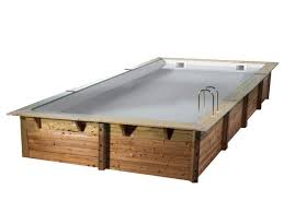 Kit Piscine Bois Linea Rectangulaire 350x650x140cm Liner Gris