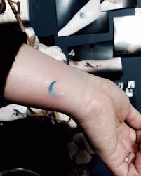 Moon tattoos are one of the neatest ways to visualize your love for the night. Blue Moon Wrist Tattoo From Blue Whale Ink Design By Park Tae Work In Korea Seoul Hongdae Kakao T Blue Ink Tattoos Moon Tattoo Wrist Small Moon Tattoos