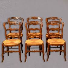 set of six antique french rush seat