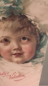 Antique Valentine Card Early Baby Doll Dolly Strange Weird Odd Google Eyes  Illusion Old Collectible Holiday Vintage Decor Display Gift Prop