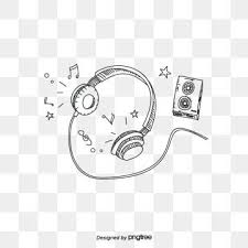 Black And White Music Logo Png Hand Painted Black And White Music Headphones Magnetic Tape Line Drawing Line Png And Vector With Transparent Background For Free Download In 2020 Black And White Cartoon Headphones Drawing Cool Background Music
