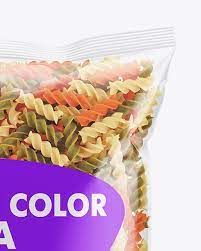 Download Plastic Bag With Fusilli Color Pasta In Bag Sack Mockups On Yellow Images Object Mockups
