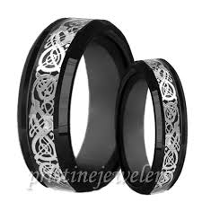 Black His Her Dragon Tungsten Carbide Celtic Ring Mens Wedding Band Silver Set Ebay Rings Mens Wedding Bands Wedding Ring Bands Rings For Men