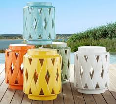 Lattice Ceramic Side Table Outdoor Furniture Cushions Pottery Barn Accent Table