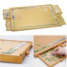Jigsaw Puzzle Table Organizer Jumbo Size Wooden Plateau Storage System Drawers 192949000606 Ebay Jigsaw Puzzle Table Puzzle Table Puzzle Organization