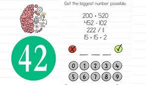 Brain Test Level 42 Get The Biggest Number Possible Answer Daze Puzzle