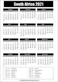 Calendar type, layout, holidays, week start. South Africa Calendar 2021 With Holidays Free Printable Template Printable The Calendar