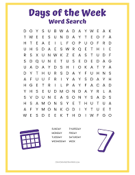 Seek and find word puzzles printable. Days Of The Week Word Search Free Printable Word Search For Kids