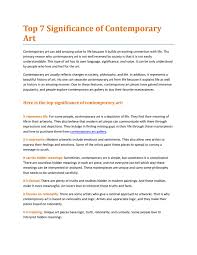 I not only believe good so, when an artist creates something important to him/herself and keeps it private, does it devalue that piece of art? Top 7 Significance Of Contemporary Art By Varsha Rastogi Issuu