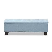 Baxton Studio Hannah Light Blue Bench 28862 7052 Hd The Home Depot