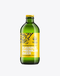 Download Emerald Green Bottle With Lager Beer 250ml In Bottle Mockups On Yellow Images Object Mockups PSD Mockup Templates