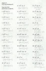 Factoring Polynomials Worksheets With Answers Factoring Polynomials Factor Trinomials Algebra Worksheets