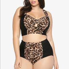 Torrid Plus Size Bathing Suit 2 Piece Leopard Print Bikini Top Leopard Print Bikini Plus Size Bikini