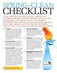 Spring Clean Checklist Conure Bird Conure Parrots Cockatiel Care