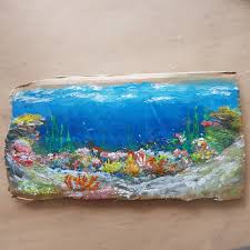 Feel free to explore, study and enjoy paintings with paintingvalley.com Coral Reef Acrylics On Cardboard Painting