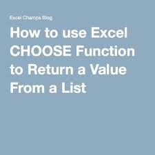 How To Use Excel Choose Function To Return A Value From A List Excel Tutorials Microsoft Excel Excel