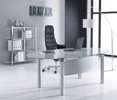 Minimalist Oval Glass Office Desk For Executive Office Furniture Design Furniture Glass Desk