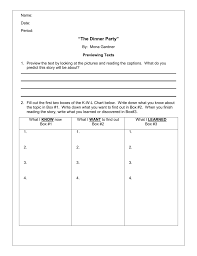 Spiral open to a blank space 2. The Dinner Party Worksheets