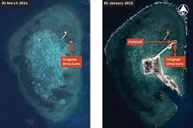 Chinese ships have been dredging new harbours, while cranes have been erected in an attempt to build artificial islands atop submerged reefs. South China Sea Island Construction Expands China Digital Times Cdt