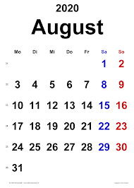 What happened on august 3rd 2020? Kalender August 2020 Als Excel Vorlagen