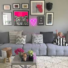 Livingroom Sofa Grey Galery Wall Picture Neon Sign Light Heart Apartment Decor Room Decor Tween Room