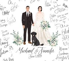 About our wedding guest book. Custom Illustrated Wedding Guest Book Guest Book Portrait Etsy