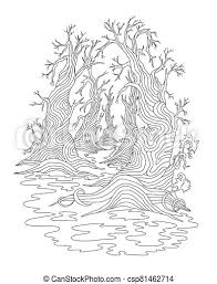 Interestingly, how dark the book is will depend on how you color it!number. Fantastic Gothic Forest Hand Drawn Concept For Adult Coloring Book Page Postcard Print Vector Outline Illustration Canstock