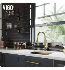 The 360° swivel spout extends up to 30 in., and its spiral details and solid brass construction make it a highly functional and beautiful statement piece. Vigo Vg02029 Greenwich 18 Single Handle Pull Down Kitchen Faucet