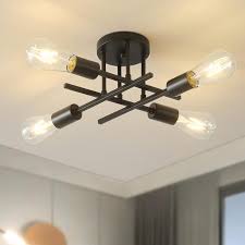 Luminária de Teto 4 Lâmpadas Preto