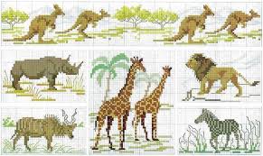 African Animals And Kangaroos Free Chart For Cross Stitch