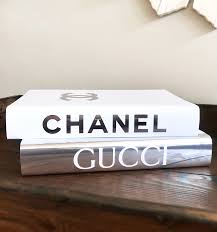 Chanel Gucci Fashion Inspired Decorative Books Designer Home Decor Silver Metallic Book Decor Coffee Table Books Decor Book Decor Bookshelf Art