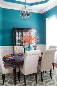 Dark Teal Dining Room Orb Crystal Chandelier Orange Orchid Centerpeice Teal Centerpiece Mineral Blue Rug Melissa Boyer Room Decor Decor Dining Room Decor
