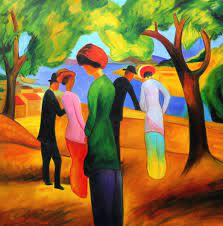 He was one of the leading members of the german expressionist group der blaue. August Macke Frau In Gruner Jacke M97173 120x120cm Expressionismus Olgemalde Kunstdepot24 Olgemalde Und Bilderrahmen Berlin