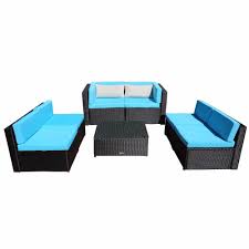 Elegance, redefined searching for something that makes a decidedly elegant statement? 7 Piece Pe Rattan Patio Garden Sofa Set With 2 Bolster Pillows And Table