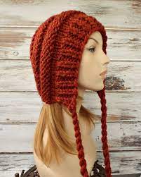 Burnt Orange Womens Hat Ear Flap Hat Beanie Georgette Etsy Ear Flap Hats Knitted Hats Knitting