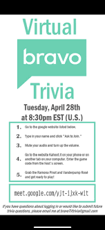 Though we mainly see them online these days, security questions predate the internet by quite a bit. Virtual Bravo Trivia This Tuesday At 8 30pm Est I Updated Previous Post But May Have Missed Replying Back To Some Of You Can T Wait R Bravorealhousewives