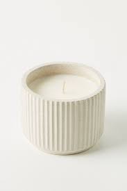Capri Blue Ribbed Concrete Candle Concrete Candle Concrete Candle Holders Candles
