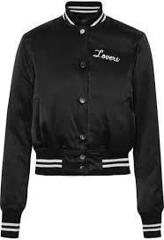 Black And White Satin Bomber Jacket Amiri Lovers Crystal Embellished Embroidered Silk Satin Bomber Jacket Black Satin Bomber Jacket Jackets Black Bomber Jacket