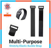 Hook Loop Nylon Black Stretchy Reusable Elastic Strap with Buckle 15 30  60cm, 1m