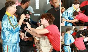 On may 18, austin mcbroom and bryce hall got into a fight during youtube vs tiktok press conference. Bryce Hall Austin Mcbroom Press Conference For Their June 12 Boxing Match On Descends Into A Brawl Daily Mail Online