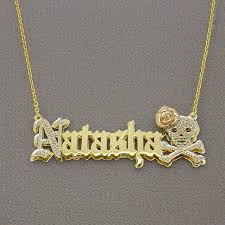 Shop 14k personalized name necklaces at unbeatable price points at jcpenney. Amazon Com Solid 14k Gold Personalized 3d Vertical Old English Name Pendant Skull Cross Bones Charm Jewelry Handmade Products