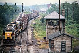 El Falconer New York 1975 Westbound Erie Lackawanna Railway Freight Train At Dv Tower In Falconer New Yo Railroad Photography Scenic Railroads Railroad Art