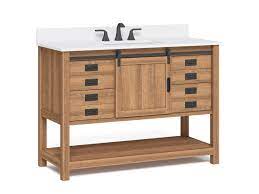 Its contemporary look is our most popular and adds a luxurious feeling to your new contemporary bathroom. Style Selections 48 In Brown Undermount Single Sink Bathroom Vanity With White Engineered Stone Top In The Bathroom Vanities With Tops Department At Lowes Com