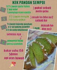 62 kek pelangi viral sukatan cawan 180920. Resepi Kek Pandan Bakar