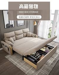 buy multi functional fabric foldable solid wood sofa bed dual use net red living room small single family nordic econom small living rooms small rooms sofa bed