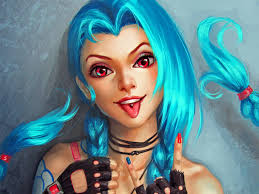 Fantasy Video Game League Of Legends Magic Warrior Girl Blue Hair Jinx League Of Legends League Of Legends Lol League Of Legends